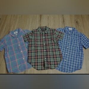 Lot Of 3 Button Down Plaid Short Sleeve Shirts For Boys Size 4-5 pre owned